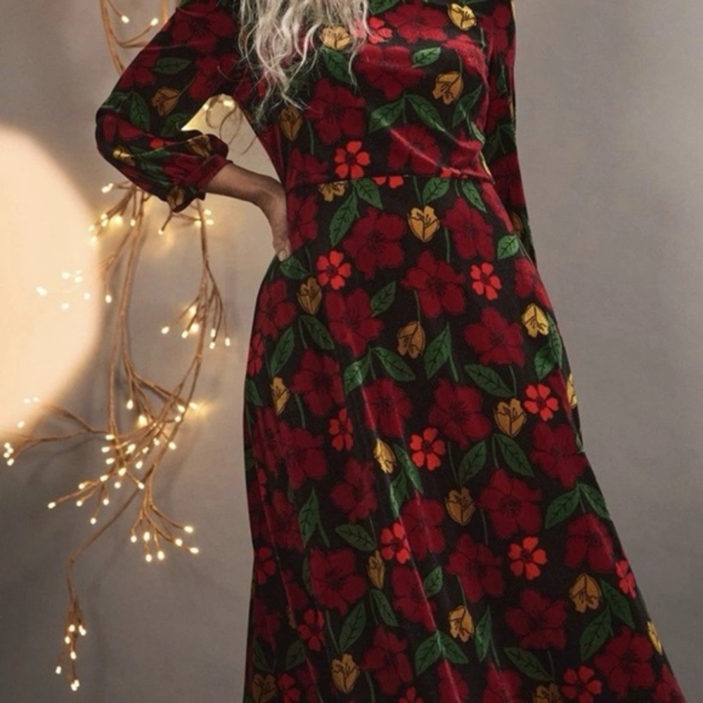 Seasalt Cornwall Black Velvet Dress 18 NWT | Holiday Party Midi